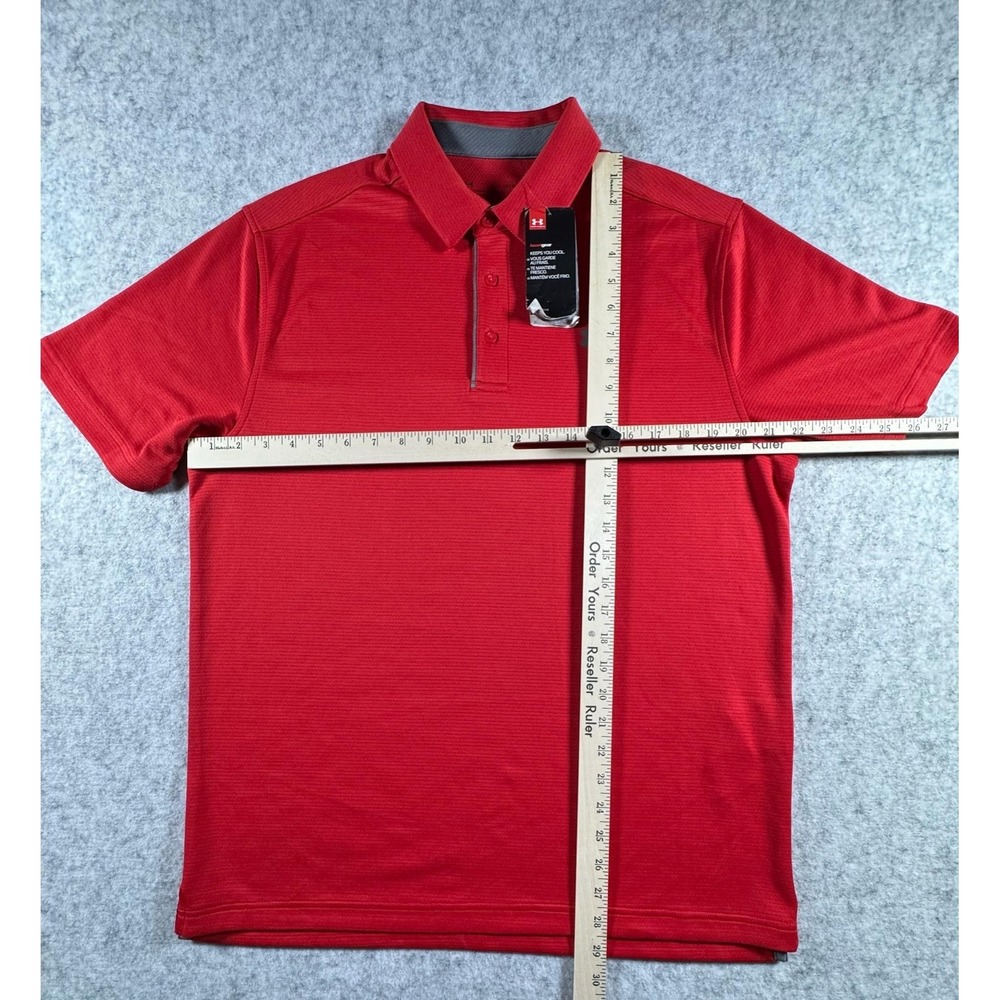 Under Armour HeatGear Polo Shirt Mens Large Red Golf Performance Knit NEW - Picture 7 of 16